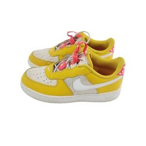 Nike Air Force 1 Sneakers For Youth, Size 2Y, Yellow/White.